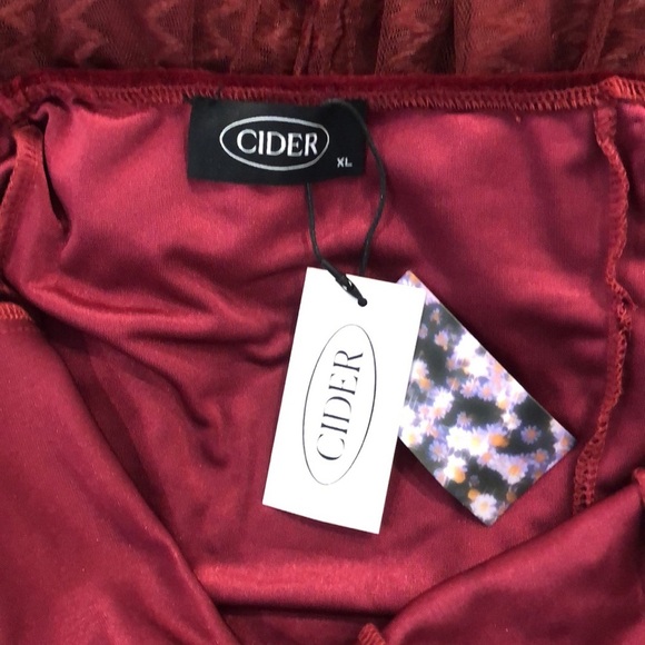 Cider party prom dress velvet and lace burgundy red size  XL strapless - Picture 9 of 11